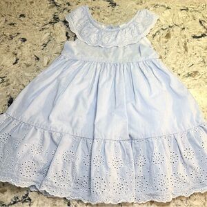 Little Me Light Blue Eyelet Flounce Dress